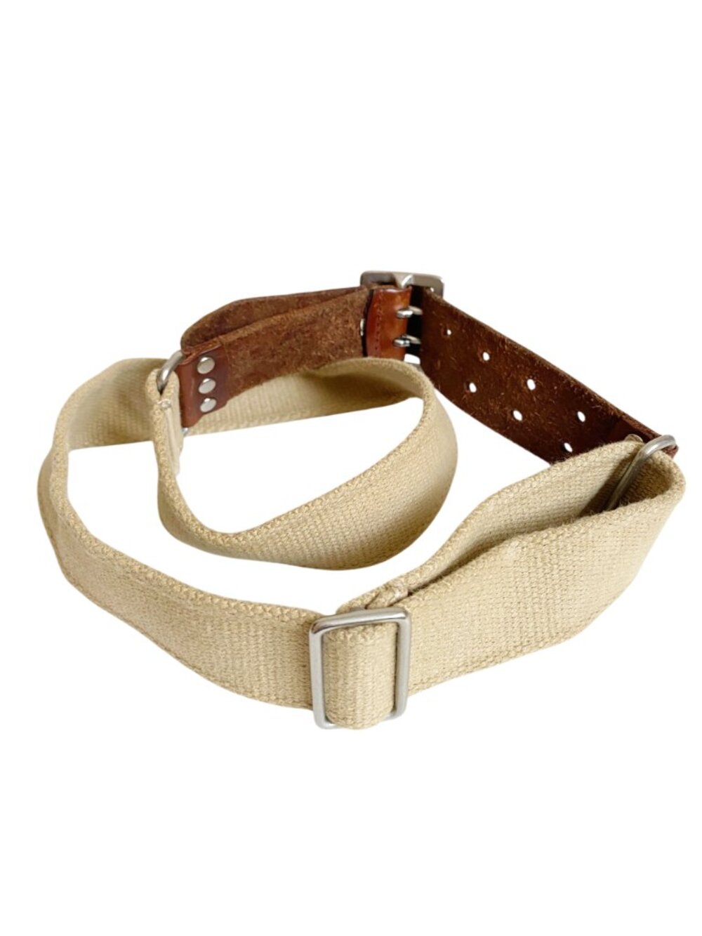 Polo Ralph Lauren Preppy Canvas Belt Studded Leather - Adjustable - 38/95 - Picture 4 of 4